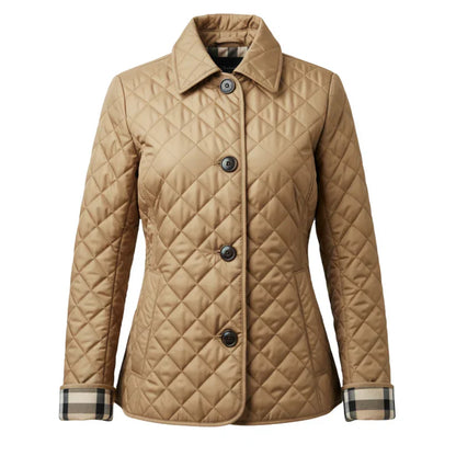Damen Steppjacke Diamant Muster Elegante Knöpfe