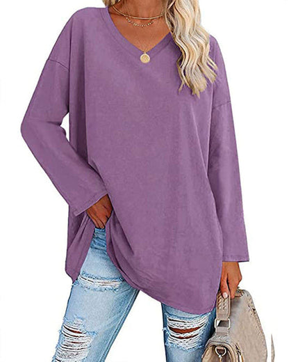 Elegant Women's Blouse Long-sleeved V-neck