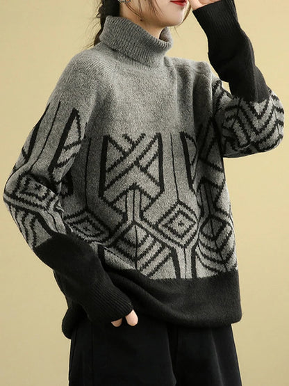 Women's Scarf Knitted Sweater Turtleneck