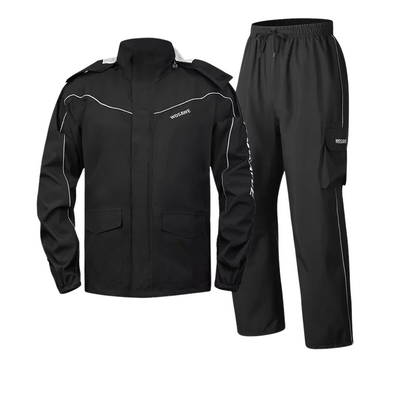 Men's Waterproof Motorcycle Rain Jacket Reflective Black