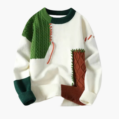 Men's Knitted Pullover Patchwork Modern Trendy Autumn Winter