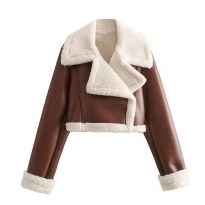 Stylish Women's Short Leather Jacket