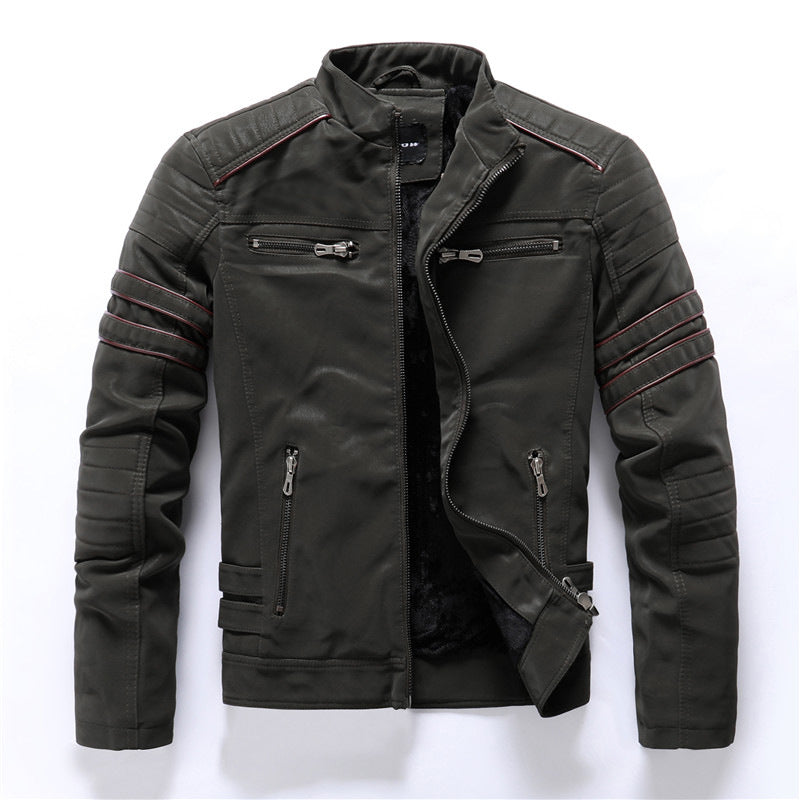 Men's Leather Biker Jacket Red