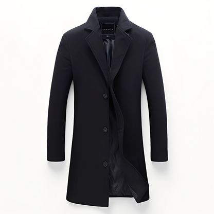 Elegant Men's Formal Black Wool Coat