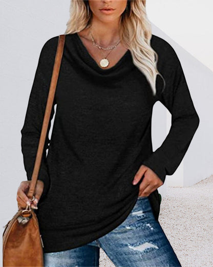 Elegant Women's Top Long Sleeve Round Neck
