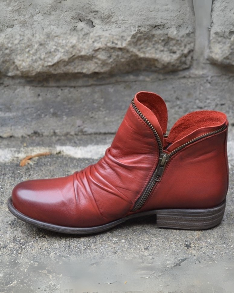Stylish Leather Boots with Zipper
