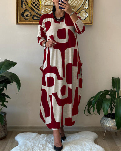 Women's Long-Sleeved Printed Dress