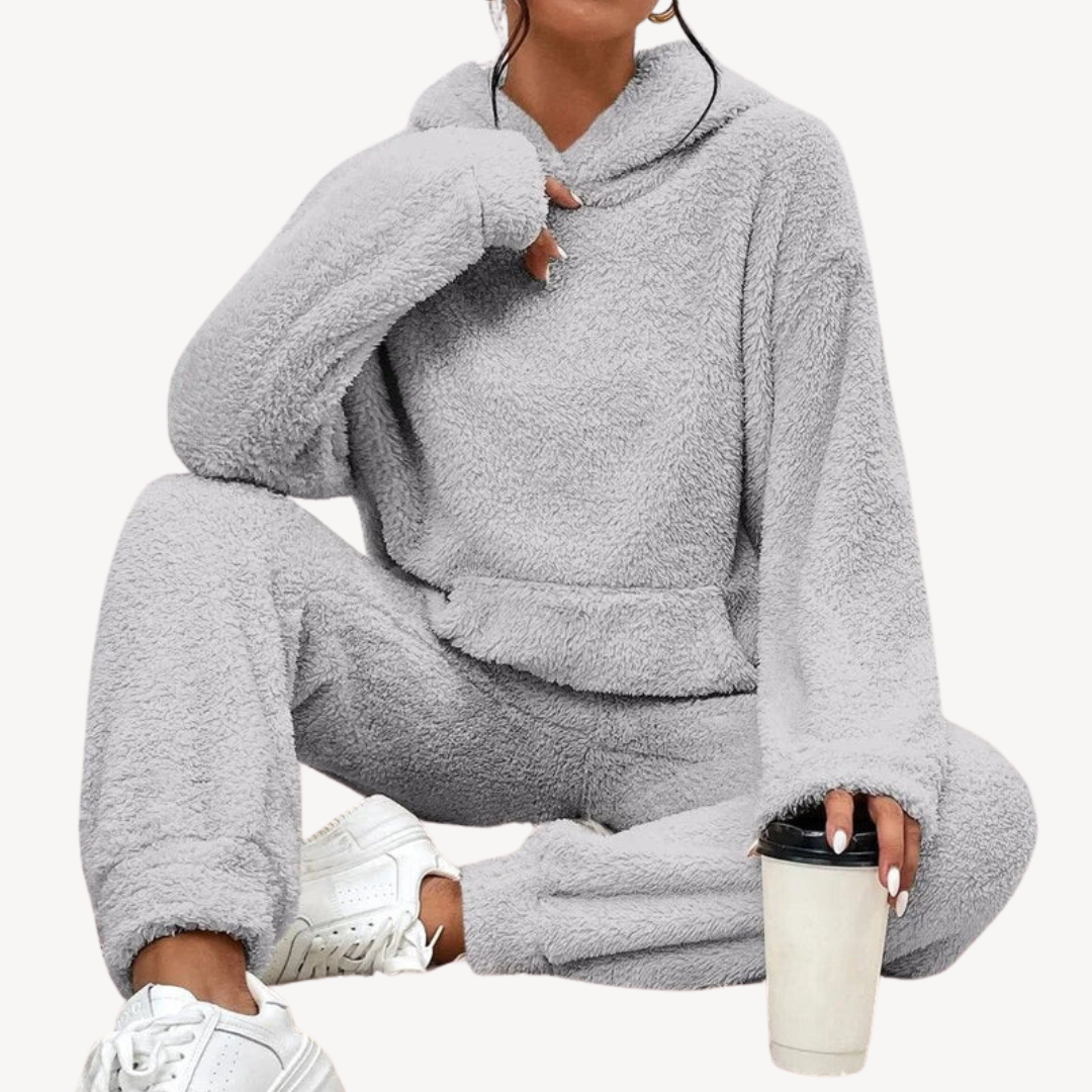 Damen Fleece Trainingsanzug Bequem Sportlich - IdealeKleiden