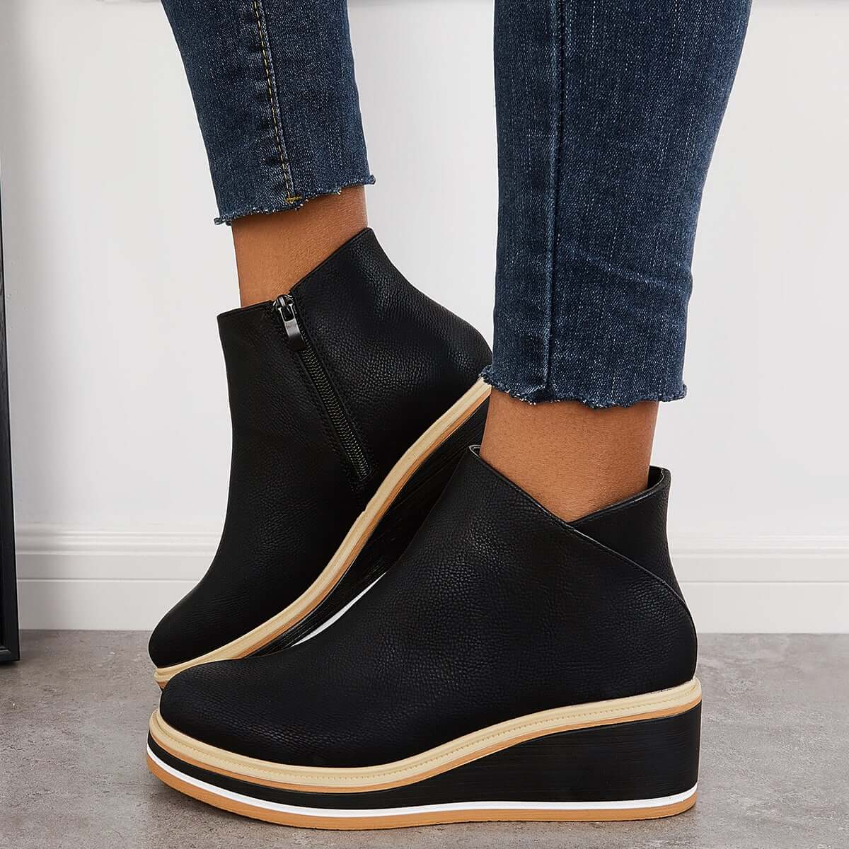 Women's Platform Boots with Zipper