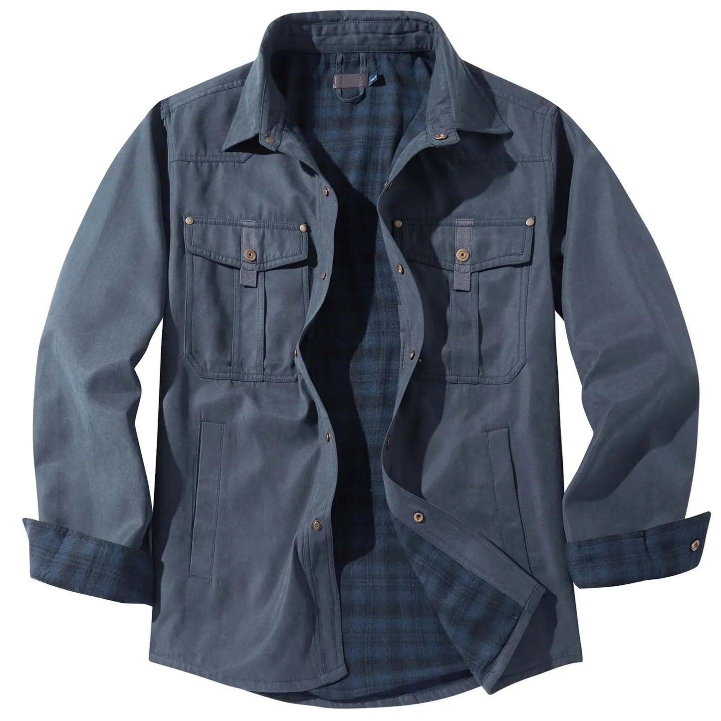 Men's Plus Size Flannel Plaid Hooded Jacket