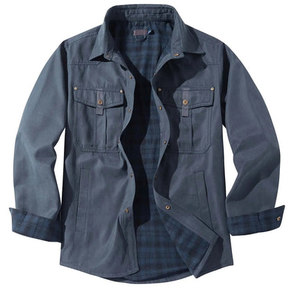 Men's Plus Size Flannel Plaid Hooded Jacket