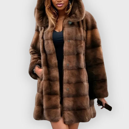 Women's Elegant Faux Fur Trench Coat