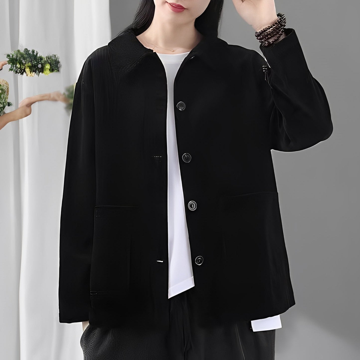 Practical Women's Casual Jacket with Pockets