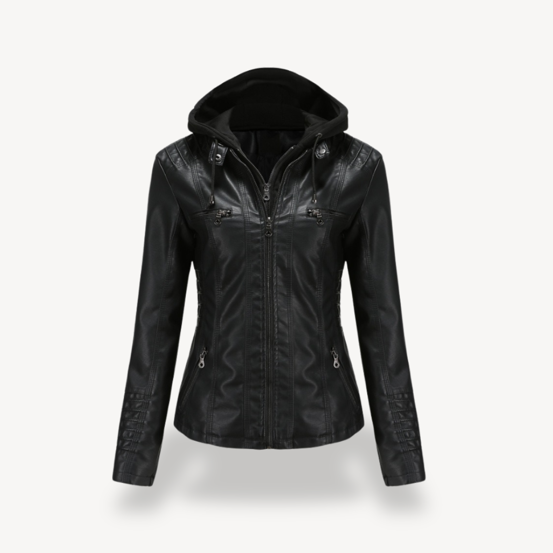 Elegant Women's Faux Leather Motorcycle Jacket