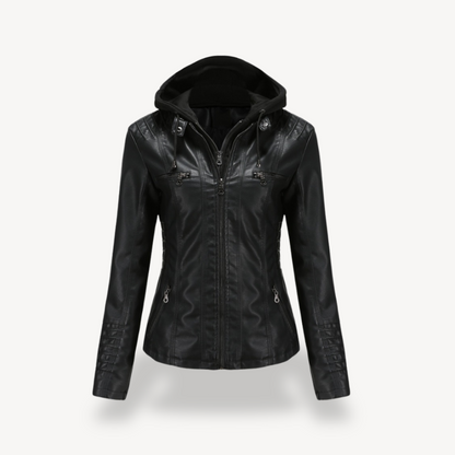 Elegant Women's Faux Leather Motorcycle Jacket