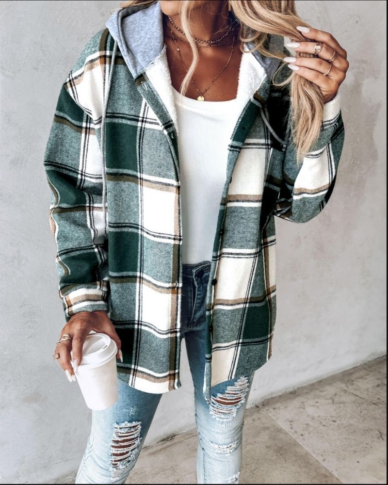 Gemütliche Flanelljacke Weich Bedruckt - IdealeKleiden