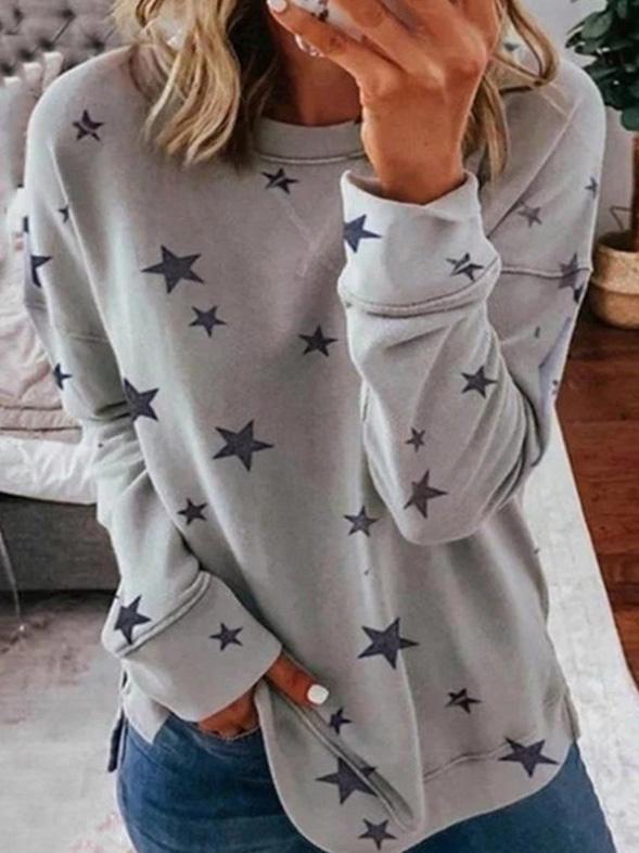 Warm Winter Dress | Star Motif Round Neck Sweater for Women