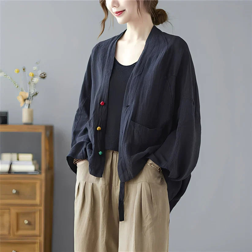 Women's Short Loose Cardigan with Pockets