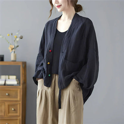 Women's Short Loose Cardigan with Pockets