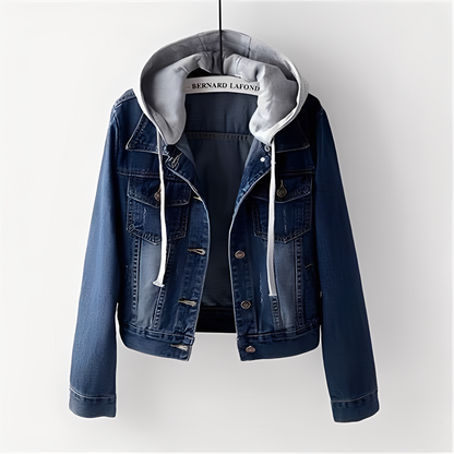 Frauen Jeansjacke Kapuze Trendy