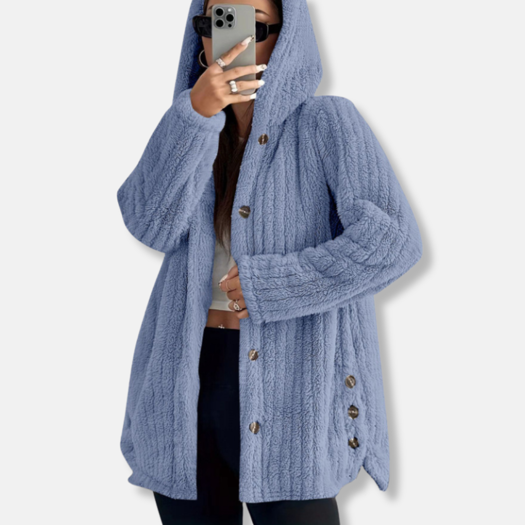 Oversized Soft Mid-Length Coat with Hood