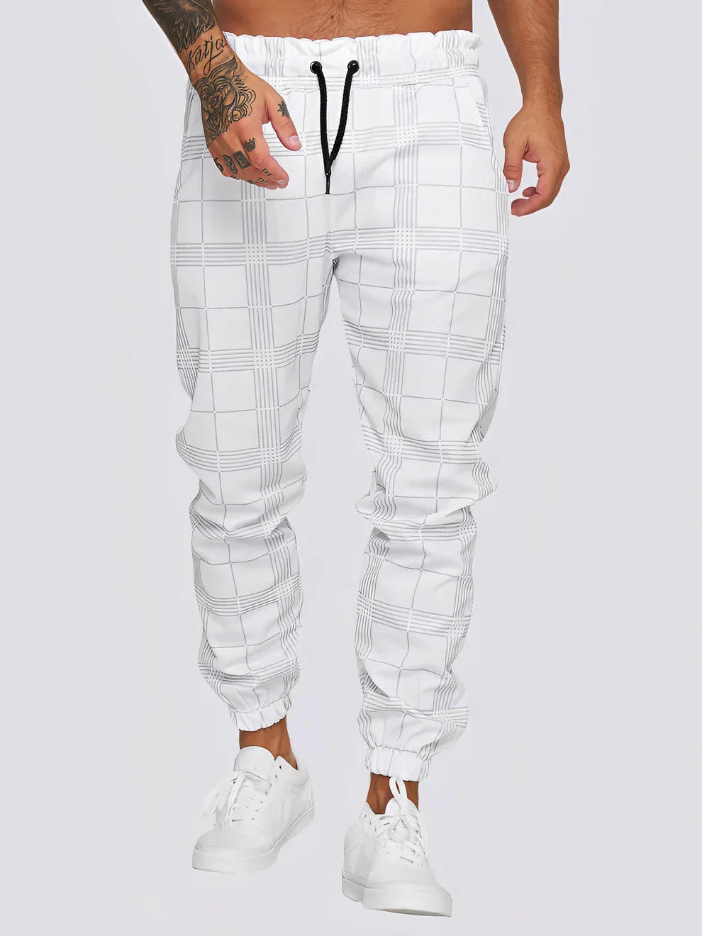 Stylish Plaid Trousers Men Modern Slim Fit