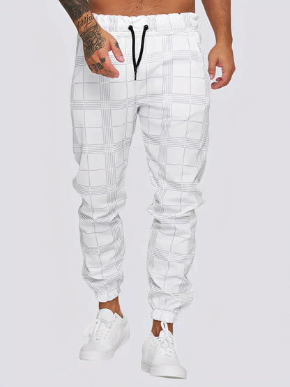 Stylish Plaid Trousers Men Modern Slim Fit
