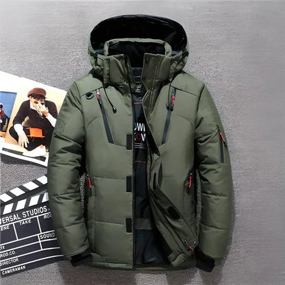 Men's Winter Jacket Puffer Hood Warm