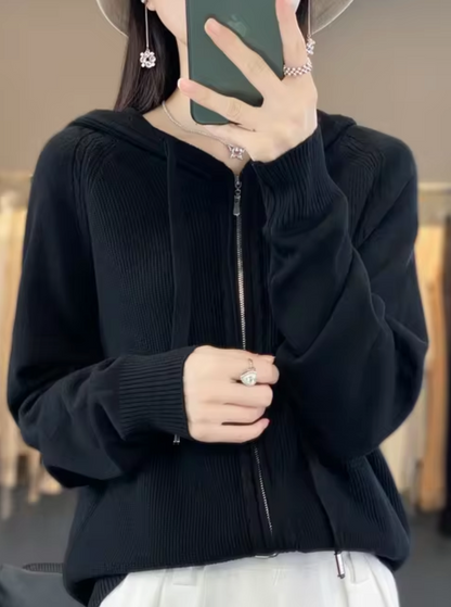 Snug Knit Cardigan with Hood
