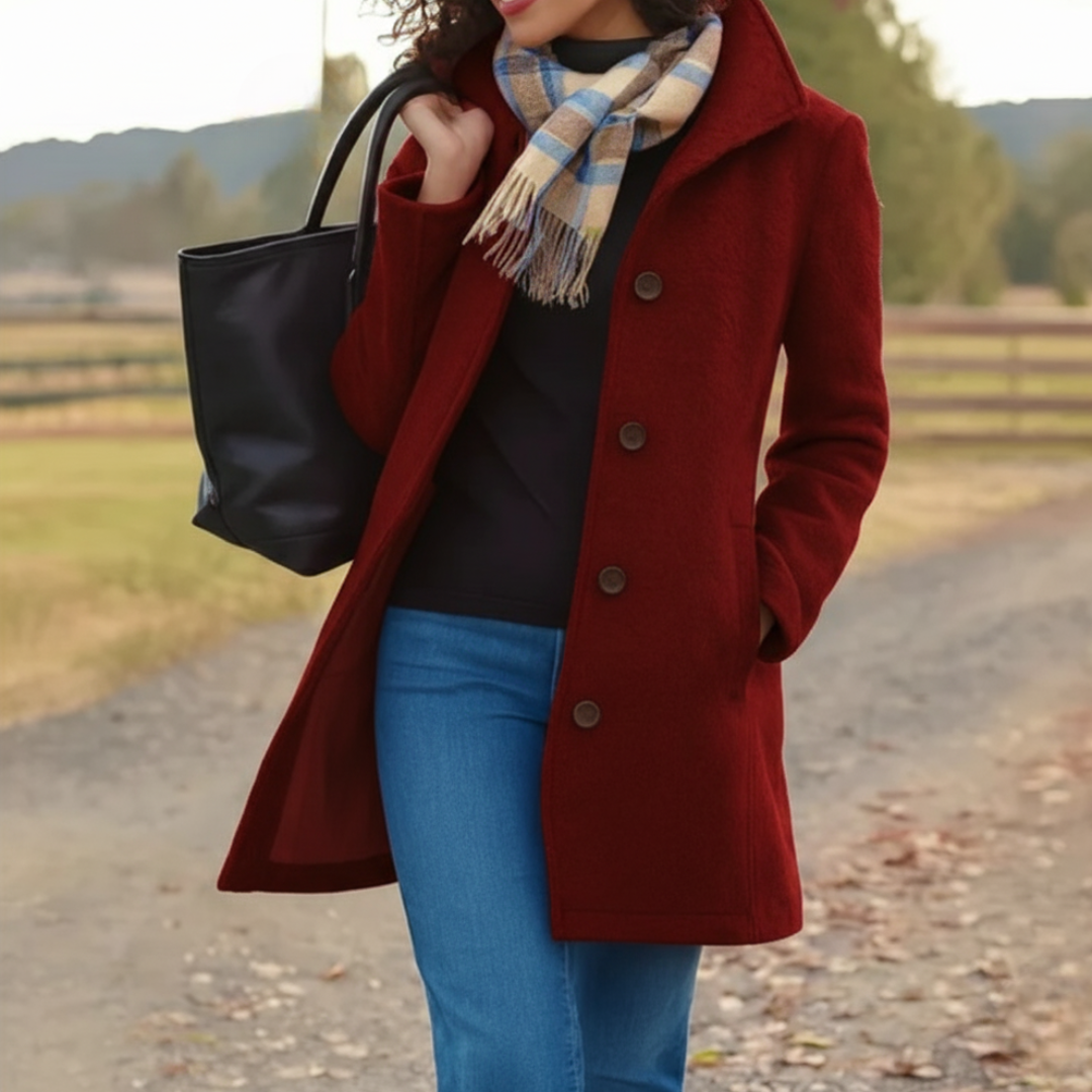 Elegant Women's Mid-Length Jacket Buttons