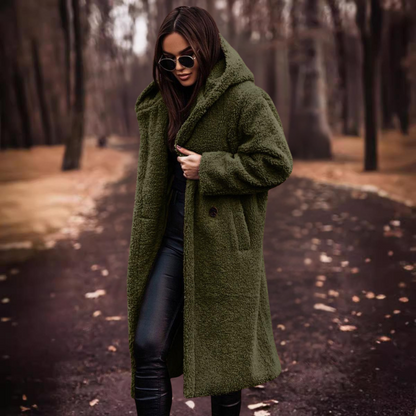 Damen Wintermantel Lang Teddyjacke Kapuze