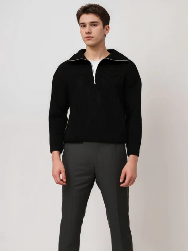 Striped Zip-Up Sweater Modern