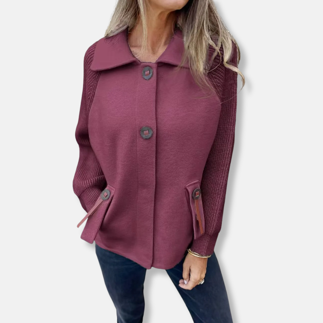 Casual Women's Knitted Jacket with Button Closure