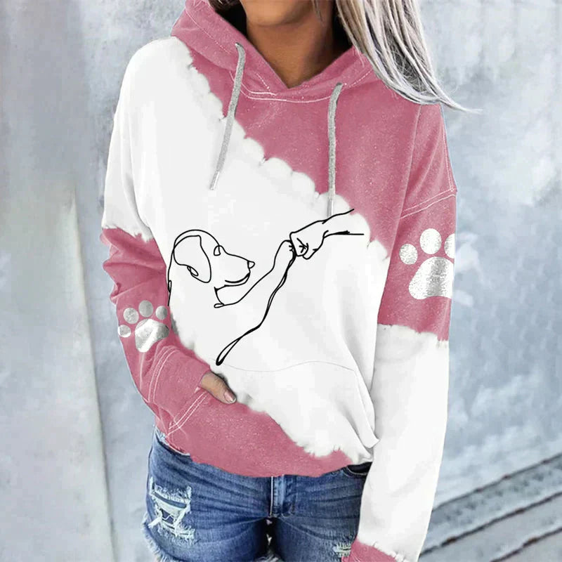 Stylish Hoodie Dog Motif Loose Fit