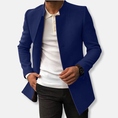 Slim Fit Dress Wool Blend Collarless Hip Length