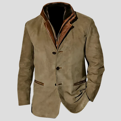 Modern Men's Jacket Retro Style Contrast Collar