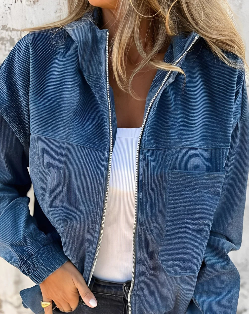 Women's Corduroy Hooded Jacket Modern