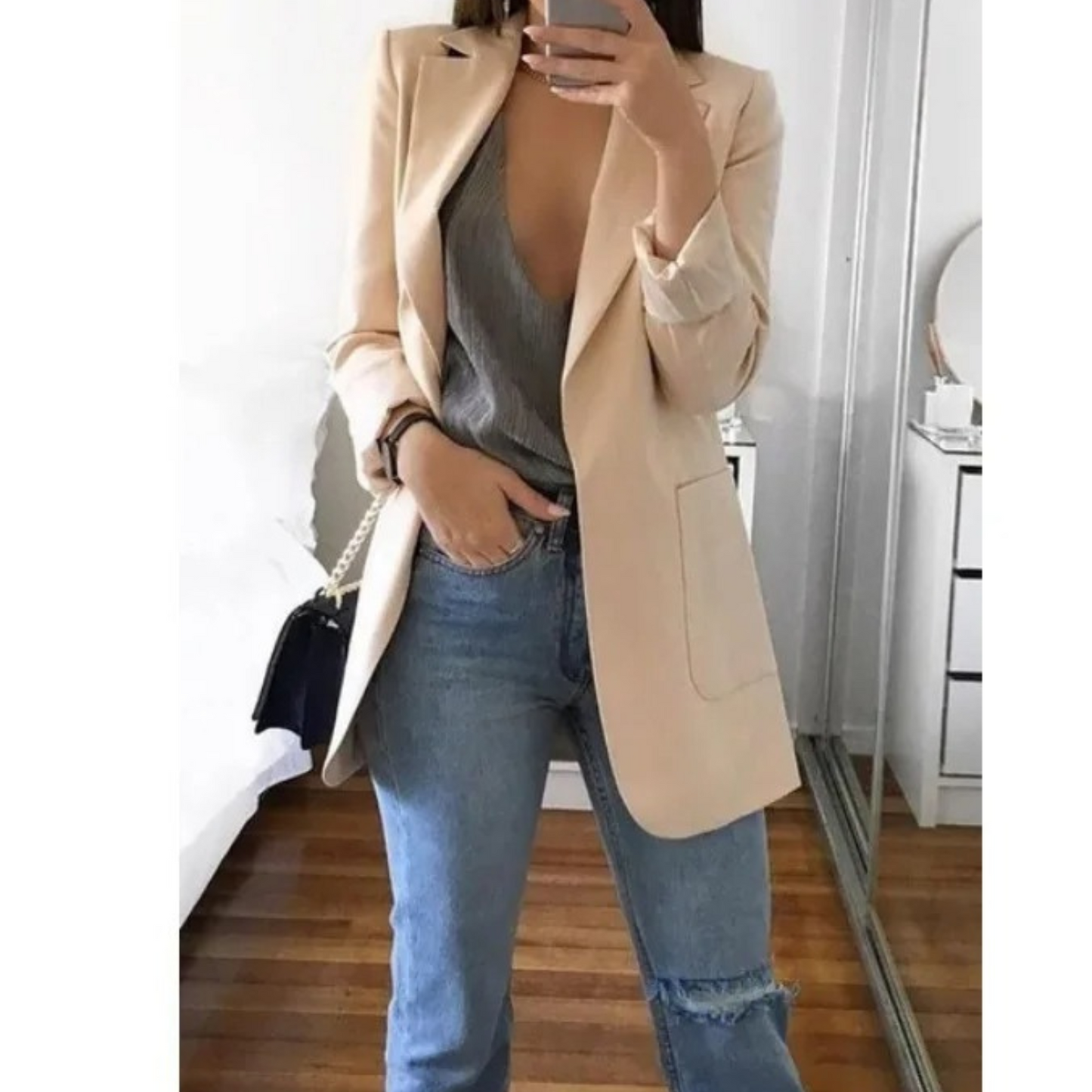 Women's Khaki Blazer Autumn Fashion
