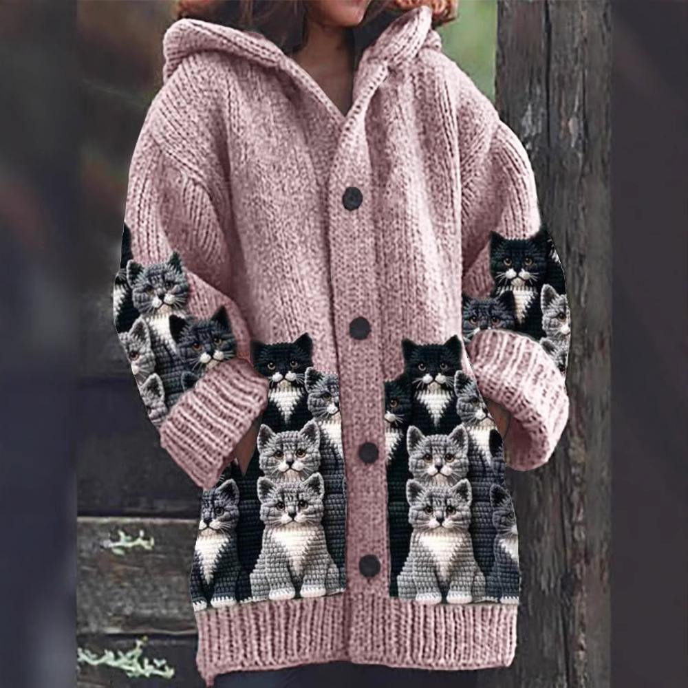 Soft Cat Cardigan Cozy Knitted