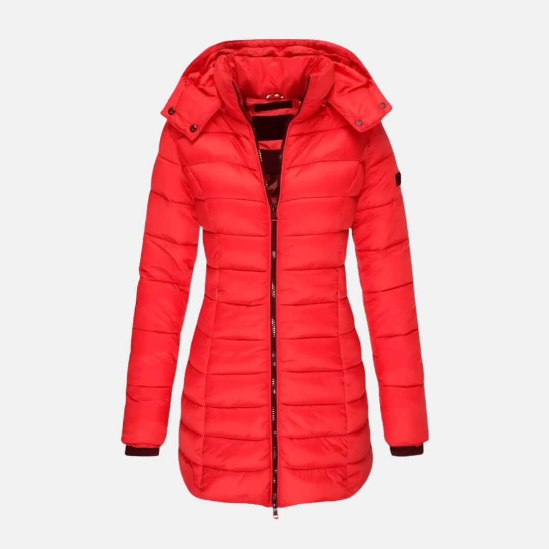 Slim Fit Mid-Length Hooded Puffer Jacket