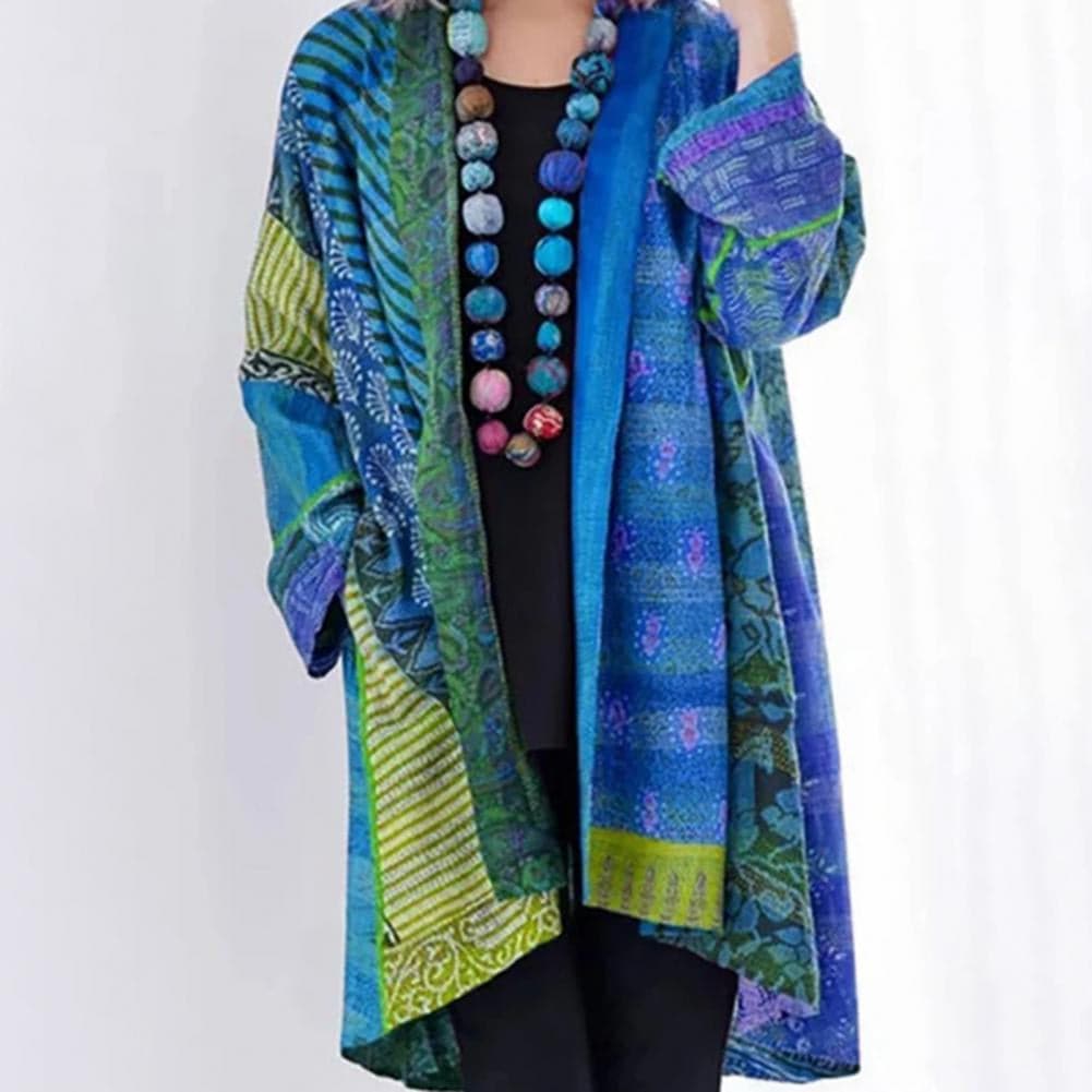 Boho Kimono Jacket Lightweight Patchwork Design