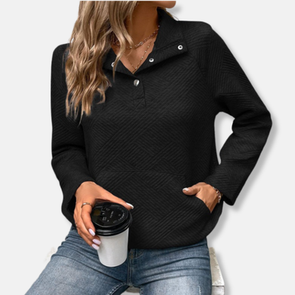 Cozy Sweatshirt with Collar Cotton Jumper