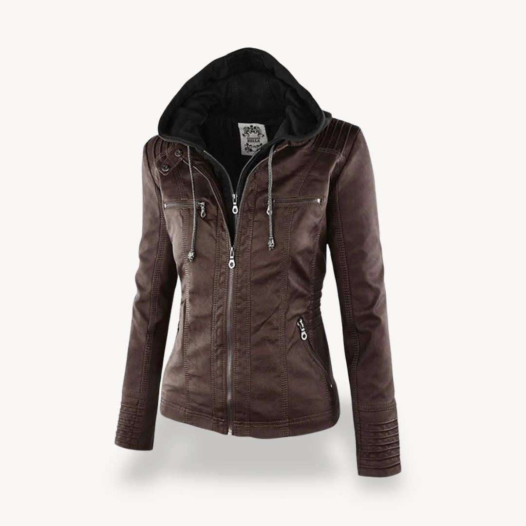 Waterproof Leather Jacket Women Hooded Trendy