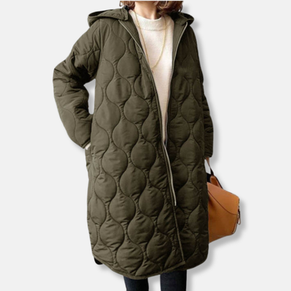 Women's Long Quilted Oversized Hooded Winter Jacket