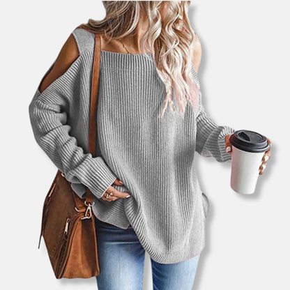 Cozy Sweatshirt Open Shoulder Loose Fit