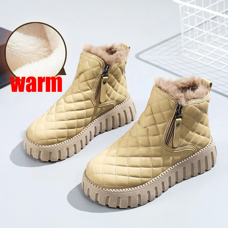 Women's Ankle Boots With Zipper Thick Soles