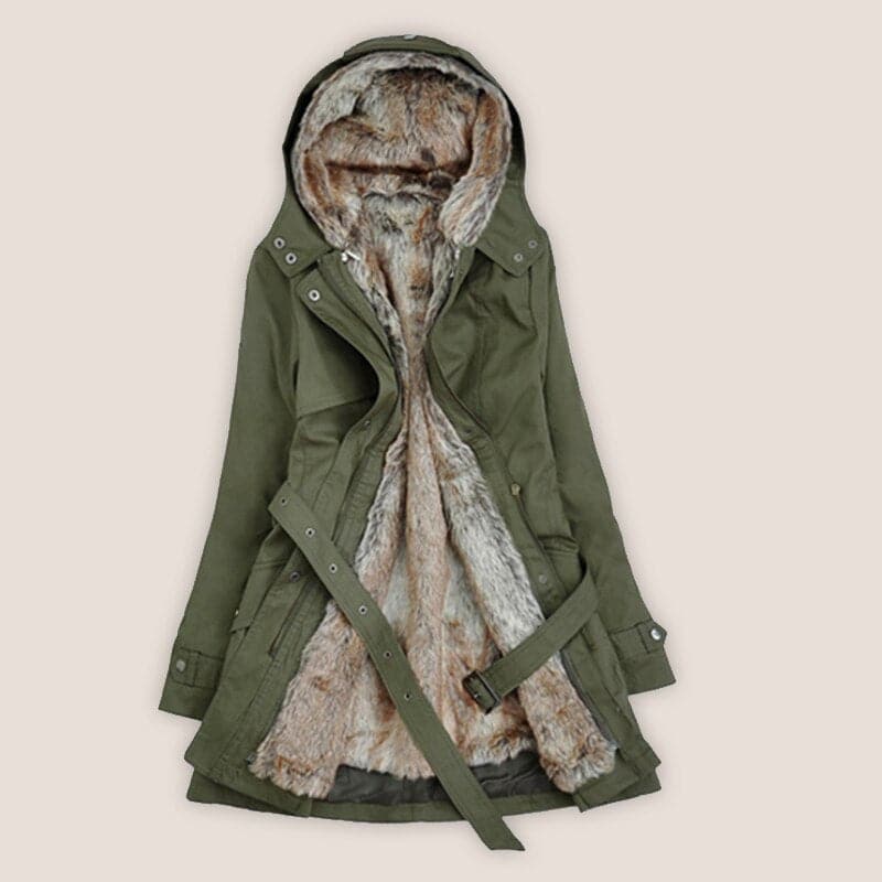 Women's Faux Fur Parka Mid-Thigh Hooded