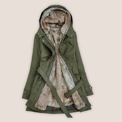 Women's Faux Fur Parka Mid-Thigh Hooded