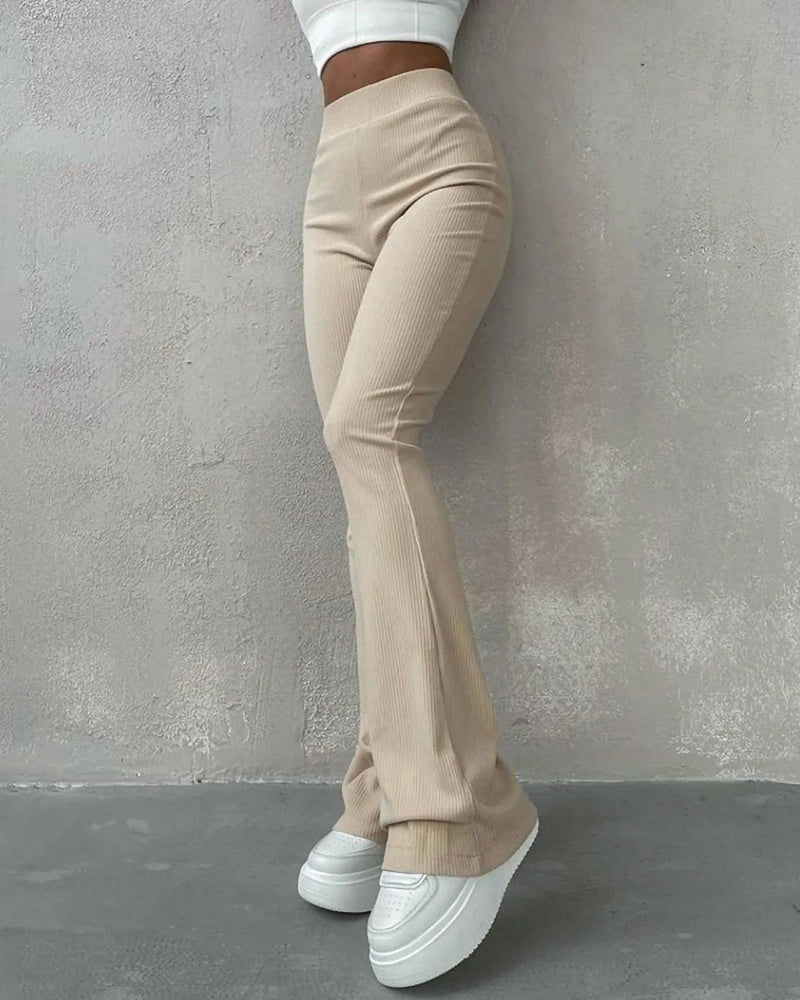 Women's Slim Fit Trousers with Micro Flare