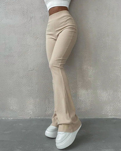 Women's Slim Fit Trousers with Micro Flare